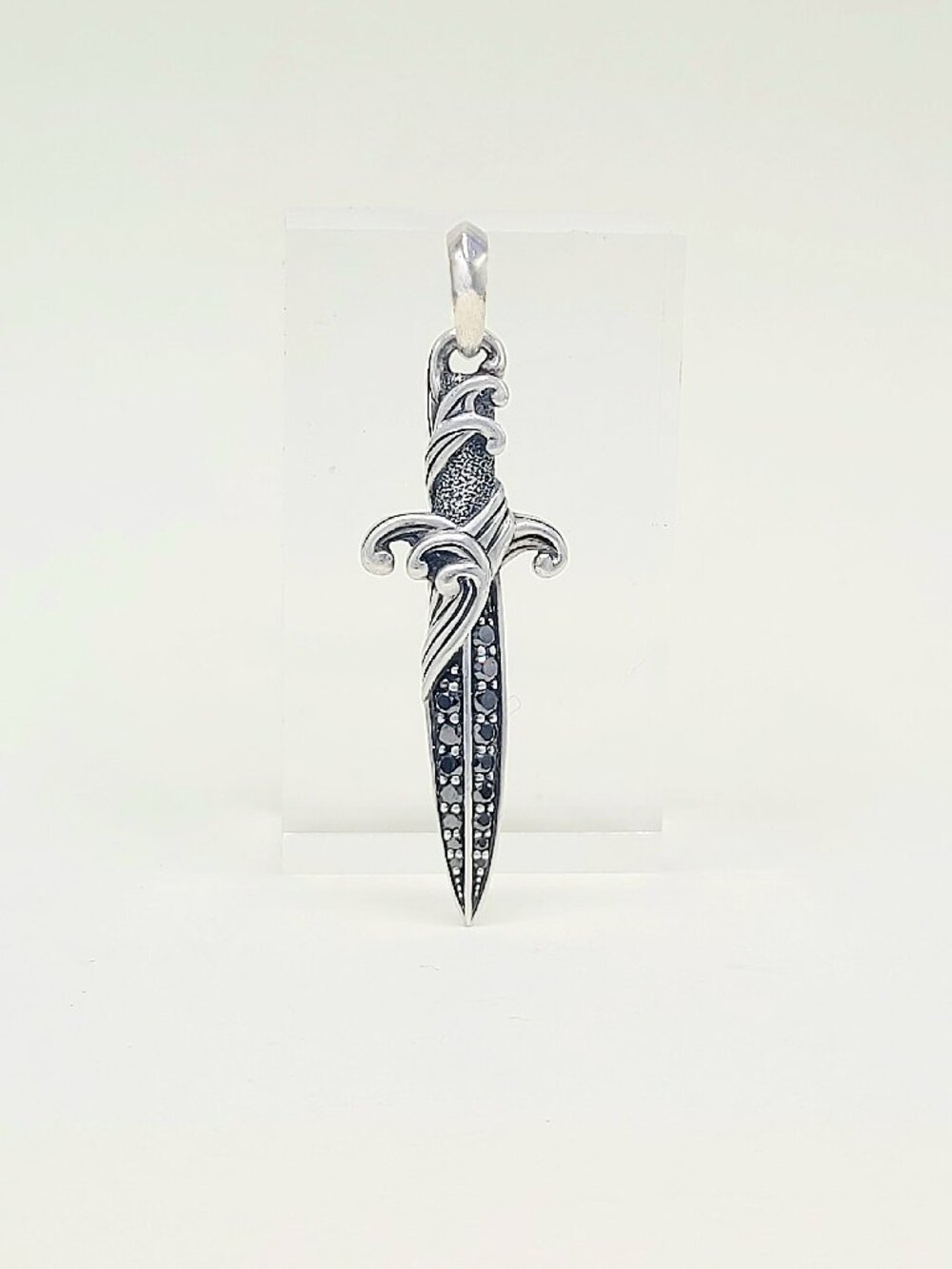 David Yurman Waves Dagger Pendant w/ Pavé Black Diamonds - 44 mm - LARGE SIZE